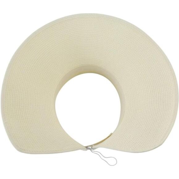 Womens Sun Visor Hat Roll-up Straw Hat Summer Ponytail Beach Hat Foldable - Picture 4 of 8